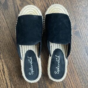 Splendid Black Suede Leather Espadrilles Like New Size 8